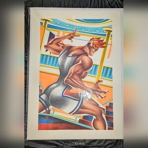 Large Bryce Jock Studio Yaoi Bara Gay Sexy Original Art Drawing 16.5 x 23.5 in